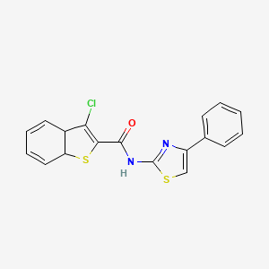 molecular formula C18H13ClN2OS2 B3861178 3-chloro-N-(4-phenyl-1,3-thiazol-2-yl)-3a,7a-dihydro-1-benzothiophene-2-carboxamide 