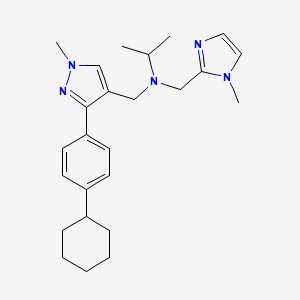molecular formula C25H35N5 B3861193 N-{[3-(4-cyclohexylphenyl)-1-methyl-1H-pyrazol-4-yl]methyl}-N-[(1-methyl-1H-imidazol-2-yl)methyl]-2-propanamine 