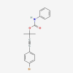 molecular formula C18H16BrNO2 B3861223 3-(4-bromophenyl)-1,1-dimethyl-2-propyn-1-yl phenylcarbamate 