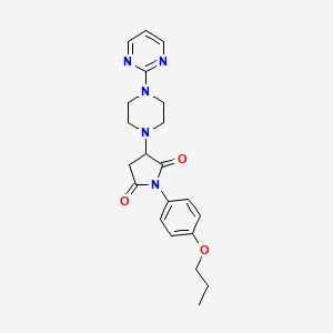 molecular formula C21H25N5O3 B3861228 1-(4-propoxyphenyl)-3-[4-(2-pyrimidinyl)-1-piperazinyl]-2,5-pyrrolidinedione 