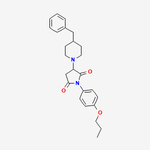 molecular formula C25H30N2O3 B3861258 3-(4-benzyl-1-piperidinyl)-1-(4-propoxyphenyl)-2,5-pyrrolidinedione 