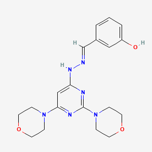 molecular formula C19H24N6O3 B3861273 3-hydroxybenzaldehyde (2,6-di-4-morpholinyl-4-pyrimidinyl)hydrazone 