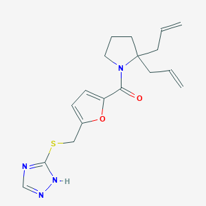 molecular formula C18H22N4O2S B3861316 3-[({5-[(2,2-diallylpyrrolidin-1-yl)carbonyl]-2-furyl}methyl)thio]-4H-1,2,4-triazole 