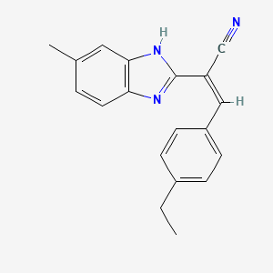 molecular formula C19H17N3 B3861326 3-(4-ethylphenyl)-2-(5-methyl-1H-benzimidazol-2-yl)acrylonitrile 