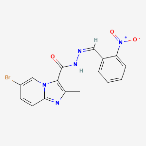 molecular formula C16H12BrN5O3 B3861352 6-bromo-2-methyl-N'-(2-nitrobenzylidene)imidazo[1,2-a]pyridine-3-carbohydrazide 