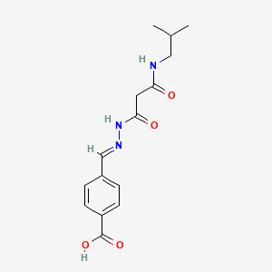 molecular formula C15H19N3O4 B3861371 4-{2-[3-(isobutylamino)-3-oxopropanoyl]carbonohydrazonoyl}benzoic acid 