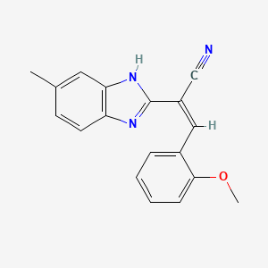 molecular formula C18H15N3O B3861378 3-(2-methoxyphenyl)-2-(5-methyl-1H-benzimidazol-2-yl)acrylonitrile 
