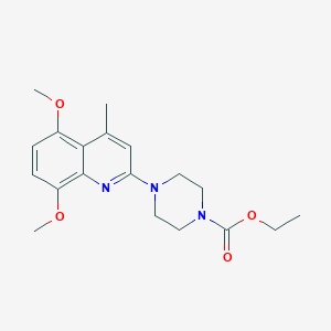 molecular formula C19H25N3O4 B3861390 ethyl 4-(5,8-dimethoxy-4-methyl-2-quinolinyl)-1-piperazinecarboxylate 