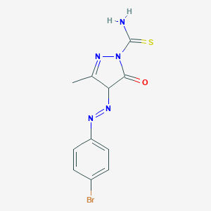 molecular formula C11H10BrN5OS B386146 4-[(4-bromophenyl)diazenyl]-3-methyl-5-oxo-4,5-dihydro-1H-pyrazole-1-carbothioamide 