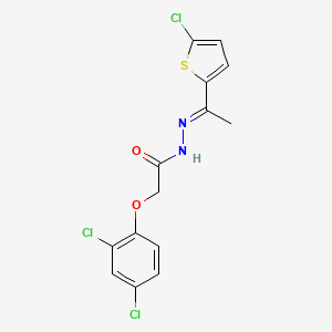 molecular formula C14H11Cl3N2O2S B3861467 N'-[1-(5-chloro-2-thienyl)ethylidene]-2-(2,4-dichlorophenoxy)acetohydrazide 