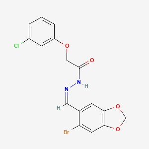 molecular formula C16H12BrClN2O4 B3861468 N'-[(6-bromo-1,3-benzodioxol-5-yl)methylene]-2-(3-chlorophenoxy)acetohydrazide 