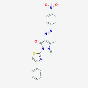 molecular formula C19H14N6O3S B386148 (4Z)-5-methyl-4-[2-(4-nitrophenyl)hydrazinylidene]-2-(4-phenyl-1,3-thiazol-2-yl)-2,4-dihydro-3H-pyrazol-3-one 