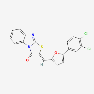 molecular formula C20H10Cl2N2O2S B3861481 2-{[5-(3,4-dichlorophenyl)-2-furyl]methylene}[1,3]thiazolo[3,2-a]benzimidazol-3(2H)-one 