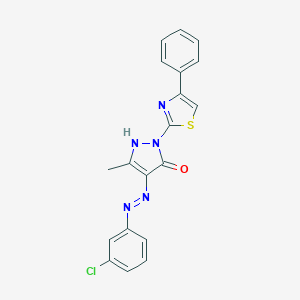 (E)-4-(2-(3-Chlorophenyl)hydrazono)-3-methyl-1-(4-phenylthiazol-2-yl)-1H-pyrazol-5(4H)-one