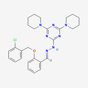 molecular formula C27H32ClN7O B3861590 2-[(2-chlorobenzyl)oxy]benzaldehyde (4,6-di-1-piperidinyl-1,3,5-triazin-2-yl)hydrazone 