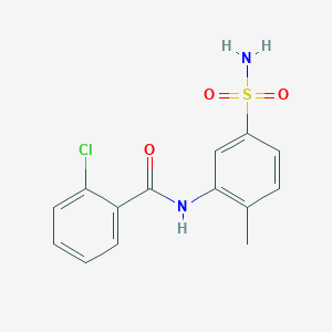 molecular formula C14H13ClN2O3S B3861598 N-[5-(aminosulfonyl)-2-methylphenyl]-2-chlorobenzamide 