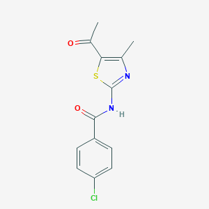 molecular formula C13H11ClN2O2S B386160 N-(5-乙酰基-4-甲基-1,3-噻唑-2-基)-4-氯苯甲酰胺 CAS No. 303127-33-5