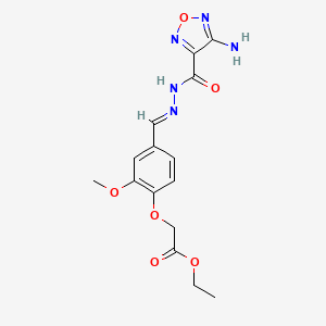 molecular formula C15H17N5O6 B3861622 ethyl (4-{2-[(4-amino-1,2,5-oxadiazol-3-yl)carbonyl]carbonohydrazonoyl}-2-methoxyphenoxy)acetate 