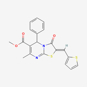 molecular formula C20H16N2O3S2 B3861624 methyl 7-methyl-3-oxo-5-phenyl-2-(2-thienylmethylene)-2,3-dihydro-5H-[1,3]thiazolo[3,2-a]pyrimidine-6-carboxylate 