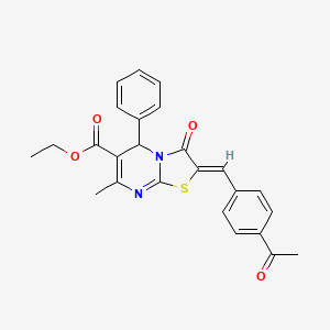 molecular formula C25H22N2O4S B3861650 ethyl 2-(4-acetylbenzylidene)-7-methyl-3-oxo-5-phenyl-2,3-dihydro-5H-[1,3]thiazolo[3,2-a]pyrimidine-6-carboxylate 