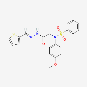 molecular formula C20H19N3O4S2 B3861682 N-(4-methoxyphenyl)-N-{2-oxo-2-[2-(2-thienylmethylene)hydrazino]ethyl}benzenesulfonamide 