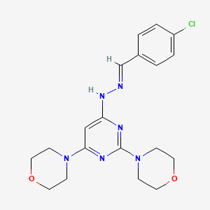 molecular formula C19H23ClN6O2 B3861701 4-chlorobenzaldehyde (2,6-di-4-morpholinyl-4-pyrimidinyl)hydrazone 