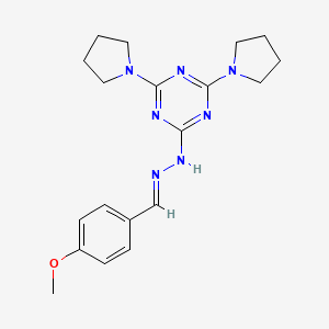 molecular formula C19H25N7O B3861712 4-methoxybenzaldehyde (4,6-di-1-pyrrolidinyl-1,3,5-triazin-2-yl)hydrazone 