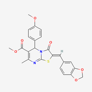 molecular formula C24H20N2O6S B3861756 methyl 2-(1,3-benzodioxol-5-ylmethylene)-5-(4-methoxyphenyl)-7-methyl-3-oxo-2,3-dihydro-5H-[1,3]thiazolo[3,2-a]pyrimidine-6-carboxylate 