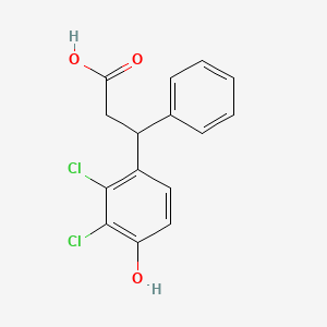 molecular formula C15H12Cl2O3 B3861762 3-(2,3-dichloro-4-hydroxyphenyl)-3-phenylpropanoic acid 