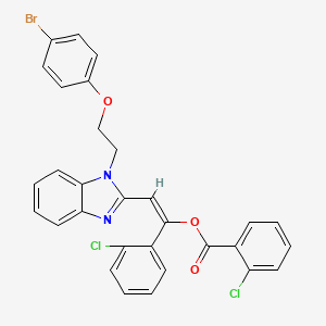 molecular formula C30H21BrCl2N2O3 B3861778 2-{1-[2-(4-bromophenoxy)ethyl]-1H-benzimidazol-2-yl}-1-(2-chlorophenyl)vinyl 2-chlorobenzoate 