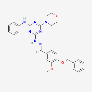 molecular formula C29H31N7O3 B3861780 4-(benzyloxy)-3-ethoxybenzaldehyde [4-anilino-6-(4-morpholinyl)-1,3,5-triazin-2-yl]hydrazone 