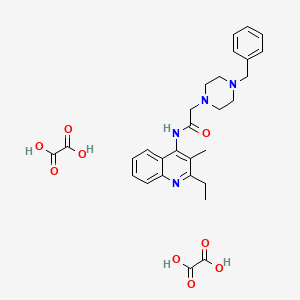 molecular formula C29H34N4O9 B3861794 2-(4-benzyl-1-piperazinyl)-N-(2-ethyl-3-methyl-4-quinolinyl)acetamide diethanedioate 