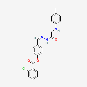 molecular formula C23H20ClN3O3 B3861868 4-(2-{[(4-methylphenyl)amino]acetyl}carbonohydrazonoyl)phenyl 2-chlorobenzoate 