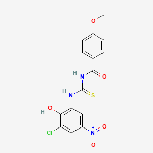 molecular formula C15H12ClN3O5S B3861885 N-{[(3-chloro-2-hydroxy-5-nitrophenyl)amino]carbonothioyl}-4-methoxybenzamide 