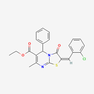 molecular formula C23H19ClN2O3S B3861971 ethyl 2-(2-chlorobenzylidene)-7-methyl-3-oxo-5-phenyl-2,3-dihydro-5H-[1,3]thiazolo[3,2-a]pyrimidine-6-carboxylate 