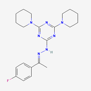molecular formula C21H28FN7 B3861974 1-(4-fluorophenyl)ethanone (4,6-di-1-piperidinyl-1,3,5-triazin-2-yl)hydrazone 