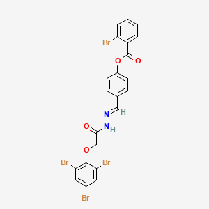 molecular formula C22H14Br4N2O4 B3861996 4-{2-[(2,4,6-tribromophenoxy)acetyl]carbonohydrazonoyl}phenyl 2-bromobenzoate 