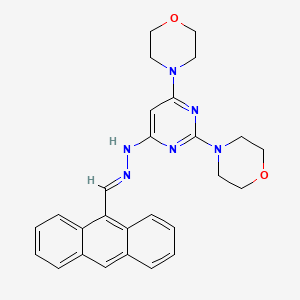 molecular formula C27H28N6O2 B3862002 9-anthracenecarbaldehyde (2,6-di-4-morpholinyl-4-pyrimidinyl)hydrazone 