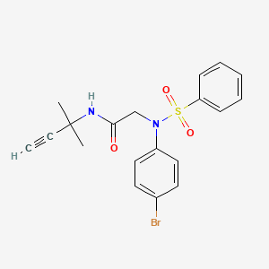 molecular formula C19H19BrN2O3S B3862016 N~2~-(4-bromophenyl)-N~1~-(1,1-dimethyl-2-propyn-1-yl)-N~2~-(phenylsulfonyl)glycinamide 