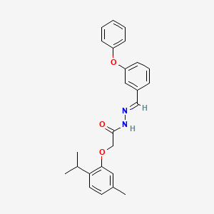 molecular formula C25H26N2O3 B3862106 2-(2-isopropyl-5-methylphenoxy)-N'-(3-phenoxybenzylidene)acetohydrazide 