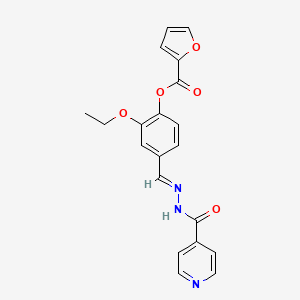 molecular formula C20H17N3O5 B3862181 2-ethoxy-4-(2-isonicotinoylcarbonohydrazonoyl)phenyl 2-furoate 