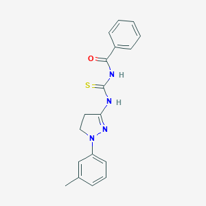 molecular formula C18H18N4OS B386220 N-[[2-(3-methylphenyl)-3,4-dihydropyrazol-5-yl]carbamothioyl]benzamide 