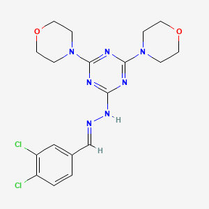 molecular formula C18H21Cl2N7O2 B3862244 3,4-dichlorobenzaldehyde (4,6-di-4-morpholinyl-1,3,5-triazin-2-yl)hydrazone 