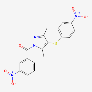 molecular formula C18H14N4O5S B3862266 3,5-dimethyl-1-(3-nitrobenzoyl)-4-[(4-nitrophenyl)thio]-1H-pyrazole 