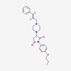 molecular formula C26H31N3O3 B3862305 3-[4-(3-phenyl-2-propen-1-yl)-1-piperazinyl]-1-(4-propoxyphenyl)-2,5-pyrrolidinedione 