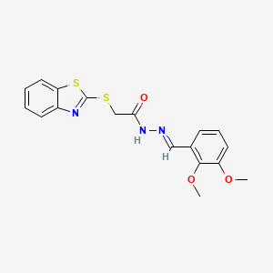 molecular formula C18H17N3O3S2 B3862321 2-(1,3-benzothiazol-2-ylthio)-N'-(2,3-dimethoxybenzylidene)acetohydrazide 