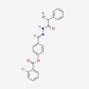 molecular formula C22H17ClN2O4 B3862344 4-{2-[hydroxy(phenyl)acetyl]carbonohydrazonoyl}phenyl 2-chlorobenzoate 