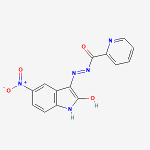 molecular formula C14H9N5O4 B3862372 N'-(5-nitro-2-oxo-1,2-dihydro-3H-indol-3-ylidene)-2-pyridinecarbohydrazide CAS No. 5537-28-0