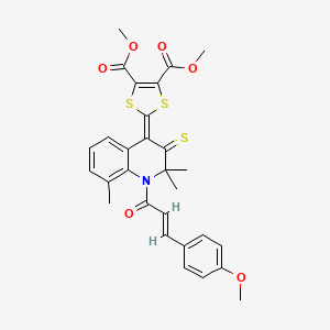 molecular formula C29H27NO6S3 B3862390 dimethyl 2-[1-[3-(4-methoxyphenyl)acryloyl]-2,2,8-trimethyl-3-thioxo-2,3-dihydro-4(1H)-quinolinylidene]-1,3-dithiole-4,5-dicarboxylate 