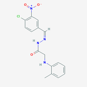 molecular formula C16H15ClN4O3 B3862428 N'-(4-chloro-3-nitrobenzylidene)-2-[(2-methylphenyl)amino]acetohydrazide 